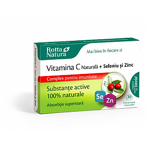 Vitamina C naturala + Seleniu si Zinc, 30 cpr. masticabile